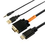 (まとめ)HORIC VGA→HDMI 変換ケーブル 2m ブラック VGHD20-030BK【×2セット】