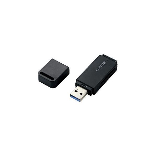 (まとめ)エレコム USB3.0高速メモリカードリーダ(スティックタイプ) MR3-D013SBK(×2セット) b04