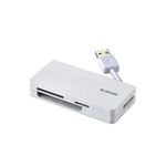 (まとめ)エレコム USB3.0対応メモリカードリーダ(ケーブル収納タイプ) MR3-K012WH【×3セット】