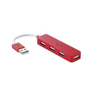 (まとめ)エレコム USB2.0ハブ(コンパクトタイプ) U2H-SN4NBF1RD【×5セット】 - 拡大画像