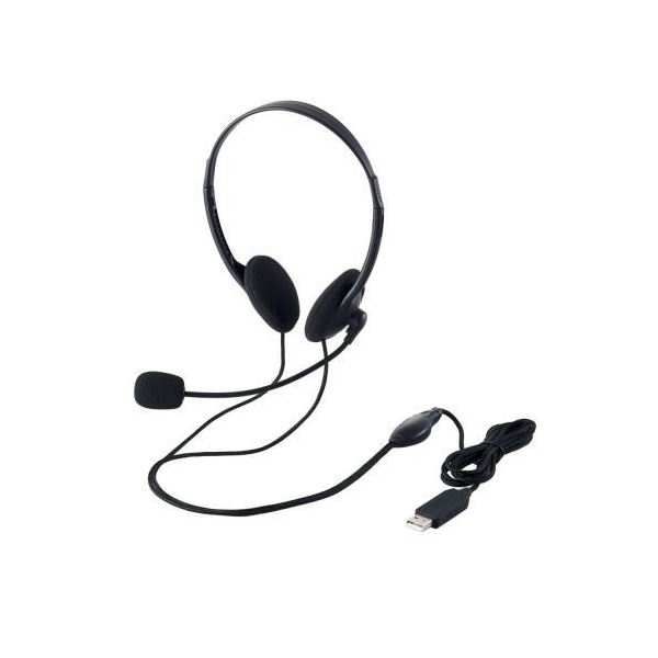 (まとめ)エレコム USBヘッドセット(両耳小型オーバーヘッドタイプ) HS-HP27UBK【×3セット】f00