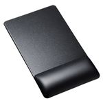 (まとめ)サンワサプライ リストレスト付きマウスパッド(レザー調素材、高さ標準、ブラック) MPD-GELPNBK【×2セット】