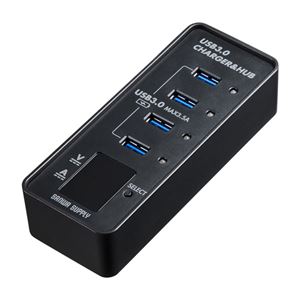 サンワサプライ USB電圧&電流計付きUSB3.0ハブ USB-3H411BK 商品写真