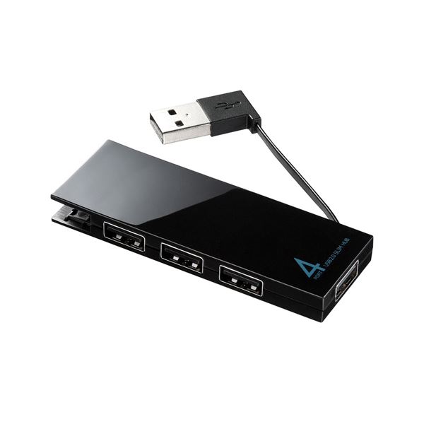 (まとめ)サンワサプライ USB2.0ハブ(4ポート・ブラック) USB-2H406BK【×5セット】f00
