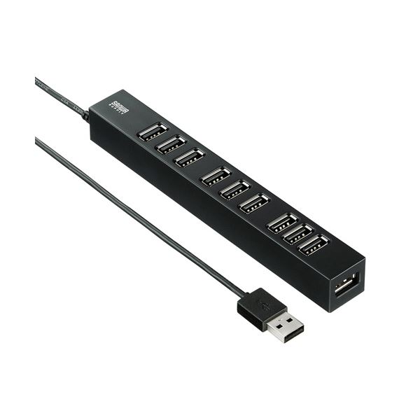 (まとめ)サンワサプライ USB2.0ハブ(10ポート) USB-2H1001BK【×2セット】f00