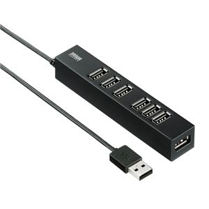 (まとめ)サンワサプライ USB2.0ハブ(7ポート) USB-2H701BK【×2セット】 商品画像