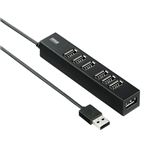 (まとめ)サンワサプライ USB2.0ハブ(7ポート) USB-2H701BK【×2セット】