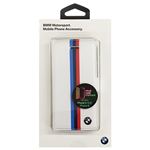 BMW 公式ライセンス品 Booktype case - PU Leather - Split Tricolor Stripe - Card Slot -White BMFLBKPSESVSW