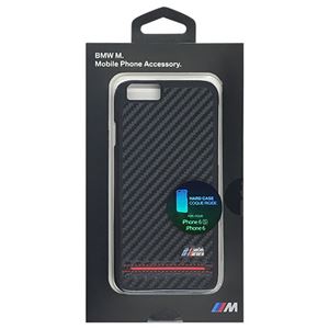 BMW 公式ライセンス品 Hard Case - PU Carbon Print - Stripe Pipping - Red iPhone 6/6S BMHCP6HSCR