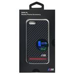 BMW 公式ライセンス品 Hard Case - PU Carbon Print - Stripe Pipping - Red iPhone SE BMHCPSEHSCR