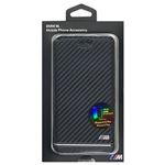 BMW 公式ライセンス品 Booktype Case - PU Carbon Print - Stripe Pipping - Silver iPhone 6s Plus/6 Plus BMFLBKP6LHSCS