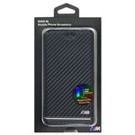 BMW 公式ライセンス品 Booktype Case - PU Carbon Print - Stripe Pipping - Silver iPhone 6/6S Plus BMFLBKP6LHSCS