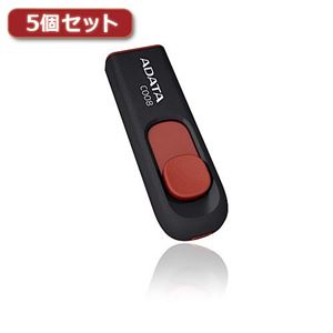 【5個セット】ADATA USBメモリ 64GB USB2.0 スライド式 ブラック AC008-64G-RKDX5