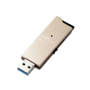 エレコム USBメモリー／USB3.0対応／スライド式／高速／DAU／16GB／ゴールド MF-DAU3016GGD