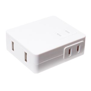 （まとめ） ミヨシ USB-ACアダプタ USB2ポ-ト AC2ポ-ト付 ホワイト MBP-AC01／WH 【×3セット】