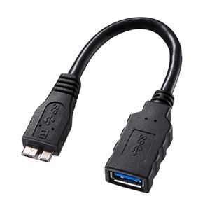 （まとめ） サンワサプライ USB3.0ホスト変換アダプタケーブル（MicroBオス-Aメス） AD-USB27 【×5セット】