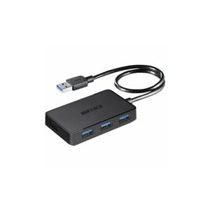 （まとめ） BUFFALO バッファロー BSH4U300U3BK USB3.0バスパワーハブ 4ポートタイプ マグネット付 ブラック 【×2セット】