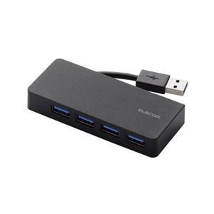 （まとめ） エレコム 4ポートUSB3.0ハブ（ケーブル収納タイプ） U3H-K417BBK 【×2セット】