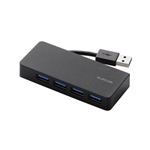 （まとめ） エレコム 4ポートUSB3.0ハブ（ケーブル収納タイプ） U3H-K417BBK 【×2セット】