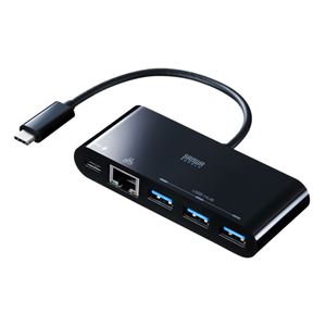 サンワサプライ LANアダプタ付きUSBType-Cハブ USB-3TCH6BK