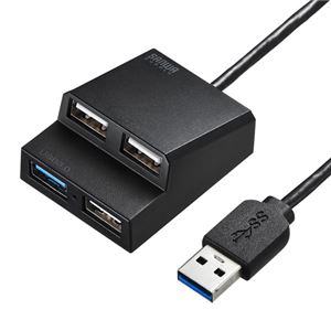 （まとめ） サンワサプライ USB3.0+USB2.0コンボハブ USB-3H413BK 【×3セット】