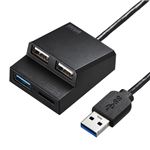 （まとめ） サンワサプライ USB3.0+USB2.0コンボハブカードリーダー付き USB-3HC315BK 【×3セット】