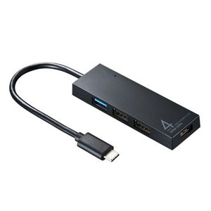 （まとめ） サンワサプライ USBTypeCコンボハブ（4ポート） USB-3TCH7BK 【×3セット】