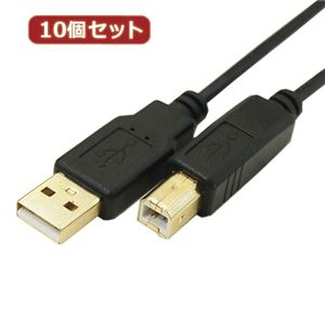 変換名人 10個セット 極細USBケーブルAオス-Bオス 1m USB2A-B／CA100X10