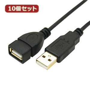 変換名人 10個セット 極細USBケーブルAオス-Aメス 1m USB2A-AB／CA100X10