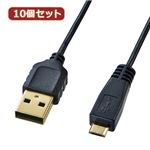 10個セット サンワサプライ 極細マイクロUSBケーブル（A-マイクロB）0.5m KU-SLAMCB05 KU-SLAMCB05X10