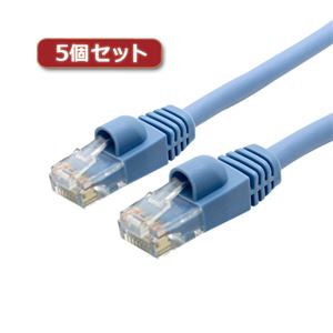 5個セット ミヨシ ハイグレードLANケーブル 単線 2m ライトブルー TWI-T602LBX5