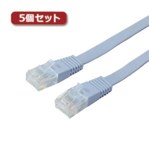 5個セット ミヨシ カテ5eストレートLANケーブル フラットタイプ 幅7.2mm 厚さ1.5mm ブルー 20m ZLN-FL20BLX5