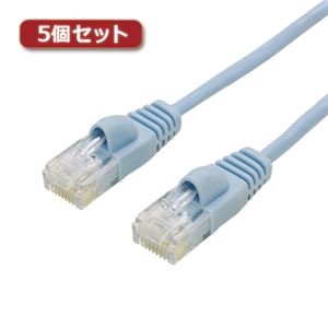 5個セット ミヨシ カテ6ストレートLANケーブル スリムタイプ 直径3.5mm ブルー 3m LAN-TS603BLX5