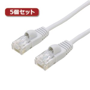 5個セット ミヨシ カテ6ストレートLANケーブル スリムタイプ 直径3.5mm ホワイト 10m LAN-TS610WHX5