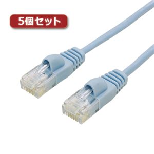 5個セット ミヨシ カテ6ストレートLANケーブル スリムタイプ 直径3.5mm ブルー 20m LAN-TS620BLX5