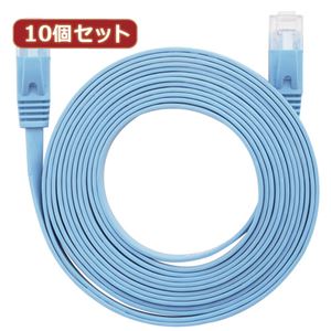 10個セット LANケーブル フラット CAT6 5m 青 AS-CAPC021X10