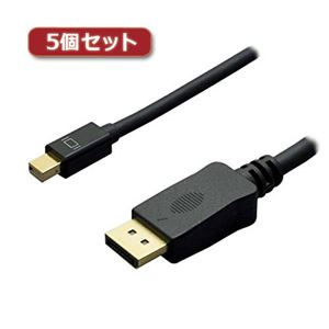 5個セット ミヨシ 4K対応miniDisplayPort-HDMIケーブル 2m ブラック DPC-4KHD20／BKX5