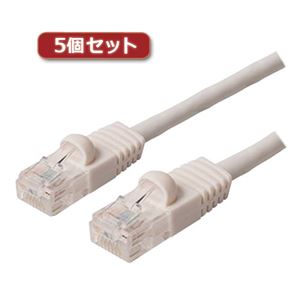 5個セット ミヨシ カテ6ストレ-トLANケーブル 5m ホワイト TWN-605WHX5