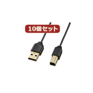 10個セットサンワサプライ 極細USBケーブル（USB2.0A-Bタイプ） KU20-SL25BKX10