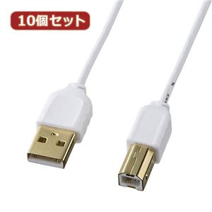 10個セット サンワサプライ 極細USBケーブル（USB2.0A-Bタイプ） KU20-SL05WX10