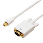 （まとめ） ミヨシ FullHD対応 miniDisplayPort-D-subケーブル ホワイト 2m DPC-2KDS20／WH 【×3セット】