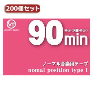 200個セット VERTEX カセットテープ90分（片面45分）インデックスカード付 VC-90X200