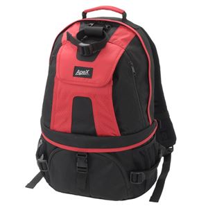 エツミ カメラバッグ リュック アペックスキャニオンM 17L ブラック／レッド VE-4209