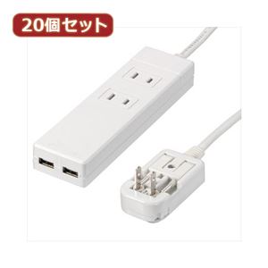 YAZAWA 20個セット 海外用マルチ変換タップ2個口USB2ポート HPM6AC2USB2WHX20