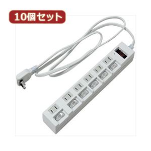 YAZAWA 10個セット 個別集中スイッチ付節電タップ Y02BKS672WHX10