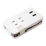 （まとめ） ミヨシ モバイルタップ USB2ポ-ト 2.4A対応 AC3口付き 白 IPA-24AC2／WH 【×2セット】