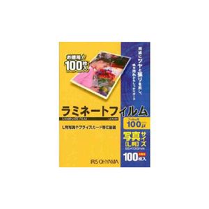 （まとめ） アイリスオーヤマ ラミネートフィルム 100μm 写真L サイズ 100枚入 LZ-PL100 【×10セット】