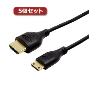 5個セット ミヨシ HDMIケーブル ミニコネクタ 1m ブラック HDC-MN10／BKX5