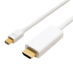 （まとめ） ミヨシ FullHD対応 miniDisplayPort-HDMIケーブル ホワイト 2m DPC-2KHD20／WH 【×2セット】