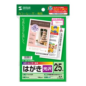 （まとめ） サンワサプライ カラーレーザー用フォト光沢はがき LBP-HK25KN 【×10セット】